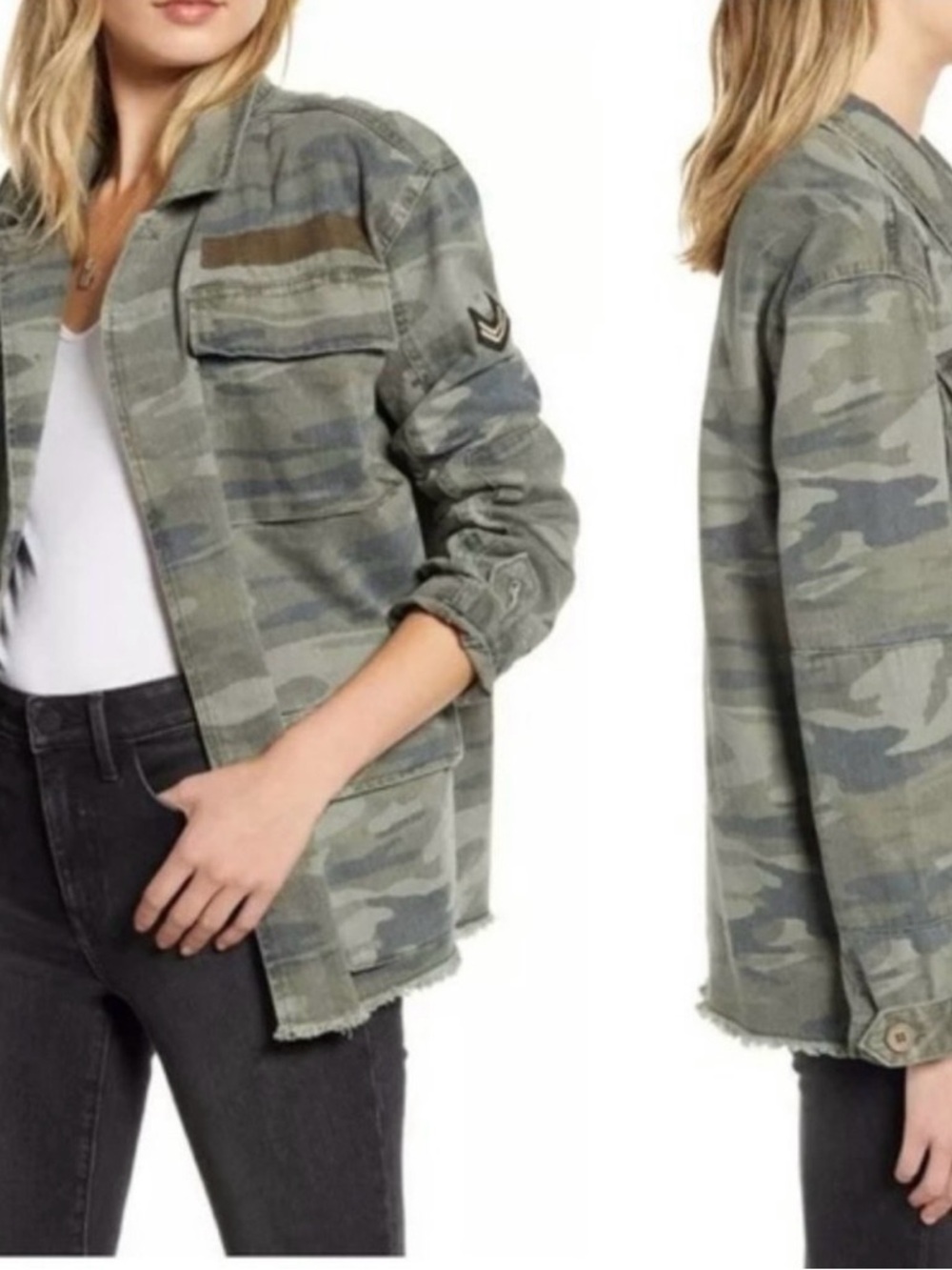Treasure & Bond Olive Green Camo Utility Jacket